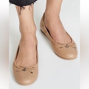 Sam Edelman Felicia Ballet Flat Shoes Tan Leather Bow Charm Women Size 10W EUC